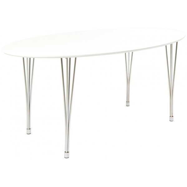 Brick ovalt spisebord 180 cm - Hvit / Krom
