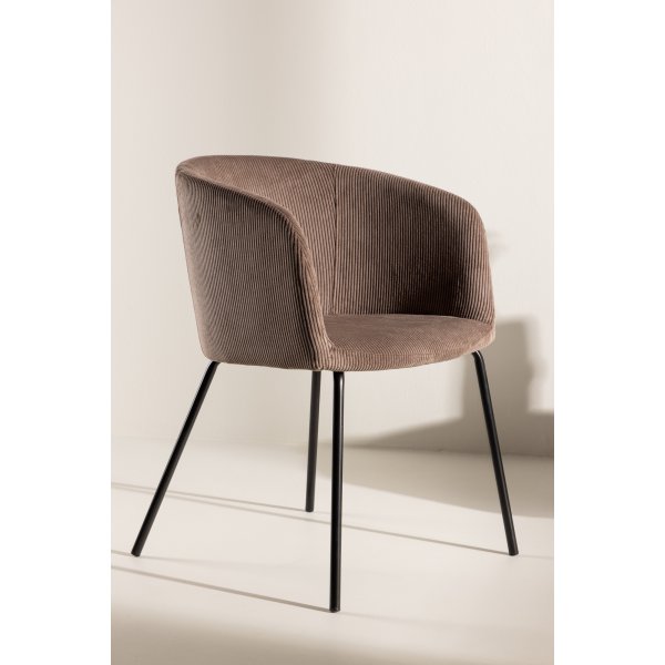 Berit spisestol - Brun kordflyel