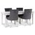 Paris spisegruppe hvitt bord med 4 Tuva stoler i grå fløyel med hvite ben