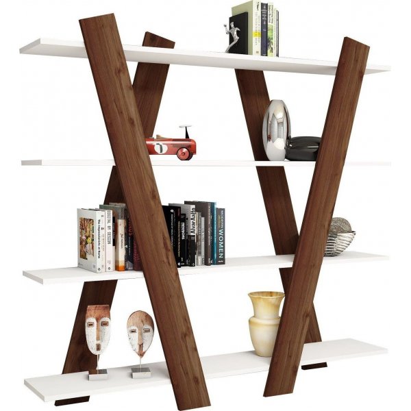 Exit bokhylle - Hvit/valnøtt Exit bokhylle - Hvit/valnøtt