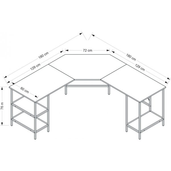 Power hjørne skrivebord 180 x 60 cm - Mørk brun Power hjørne skrivebord 180 x 60 cm - Mørk brun