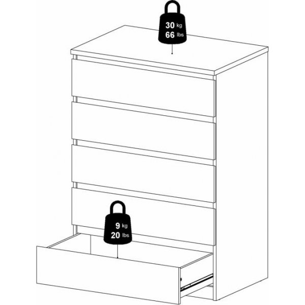Naia kommode med 5 skuffer - Hvit Naia kommode med 5 skuffer - Hvit