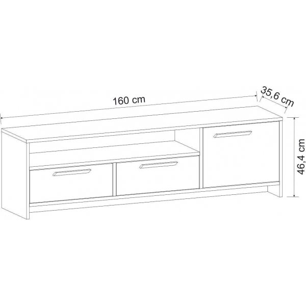 Tyson mediebenk - Antrasitt/eik