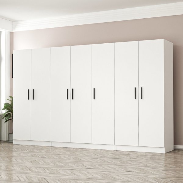 Rizada garderobe 315x52x210 cm - Hvit