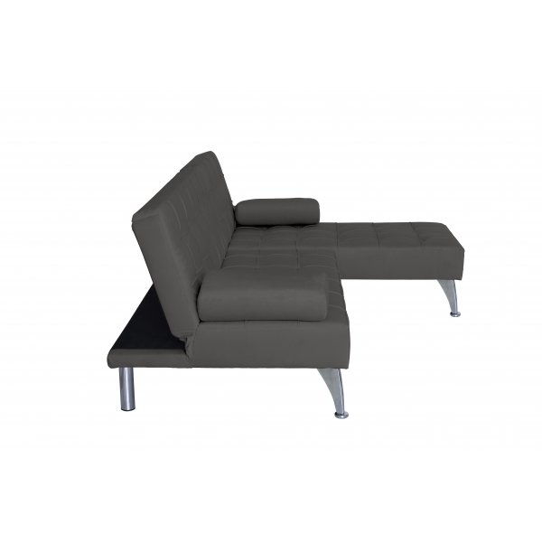 Sovesofa med divan brun flyel 198 cm
