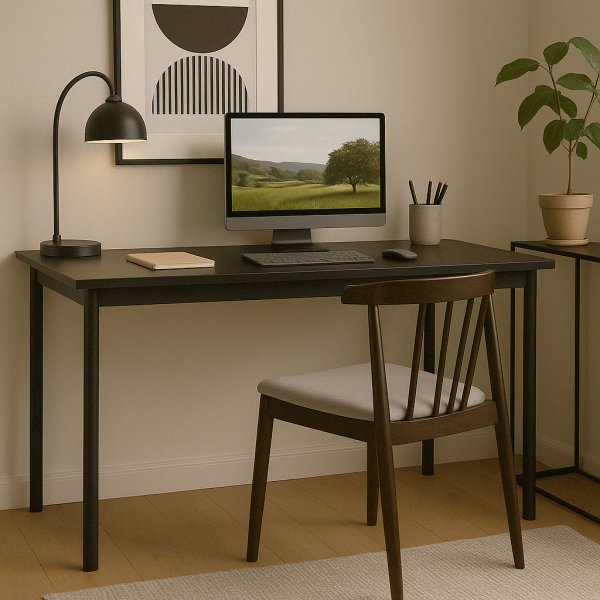 Valnttstol med lysegrtt sete - Florence