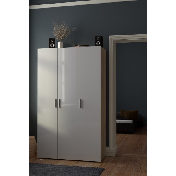 Pepe garderobeskap med 3 dører - Eik/hvit Pepe garderobeskap med 3 dører - Eik/hvit