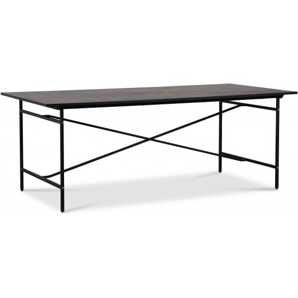 Crystal spisebord 200 cm (Fishbone) - Svart / Brunbeiset