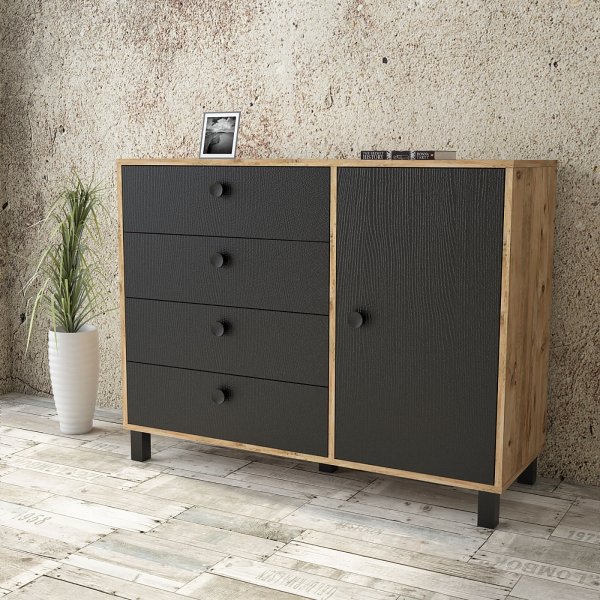 Vilamo kommode 81 - Furu/svart Vilamo kommode 81 - Furu/svart