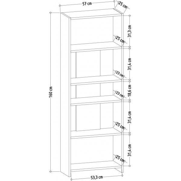 Dio bokhylle - Hvit/eik Dio bokhylle - Hvit/eik