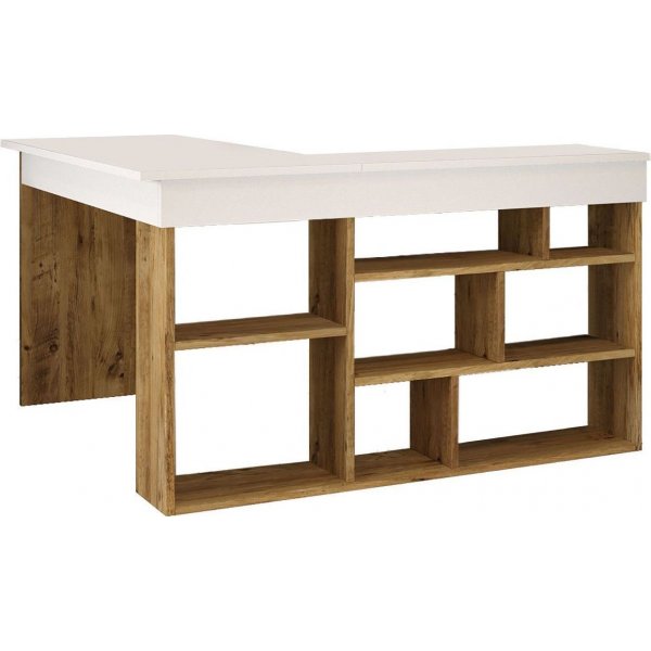 Tywin hj�rneskrivebord - Furu/hvit