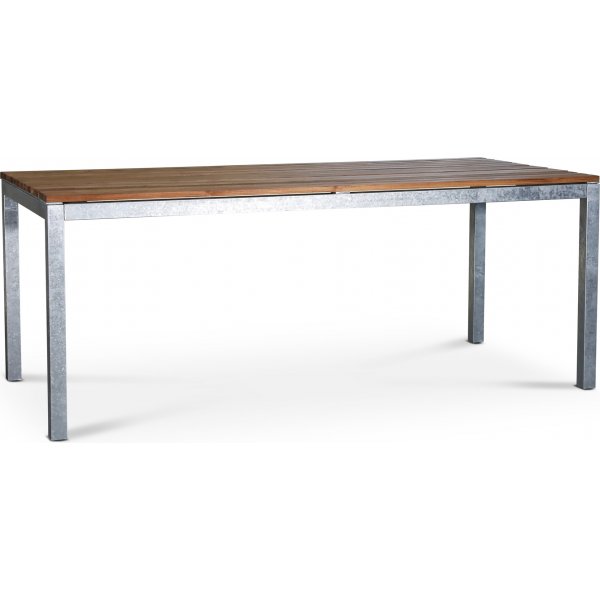 Spisebord Alva 190x90 cm - Teak/galvanisert metall