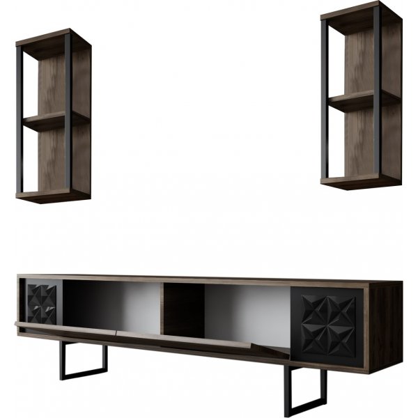 Erki TV-stativ - Valnøtt/svart Erki TV-stativ - Valnøtt/svart