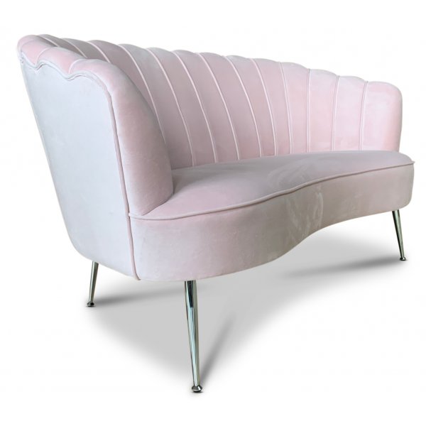 Snäckan 2-seter sofa - Rosa fløyel / Krom Snäckan 2-seter sofa - Rosa fløyel / Krom