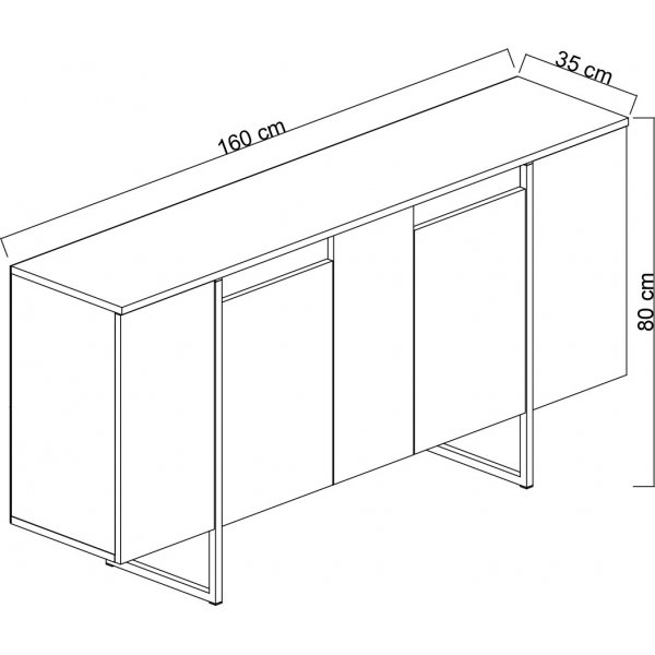 Skjenk Lux i valntt/svart - 160 cm