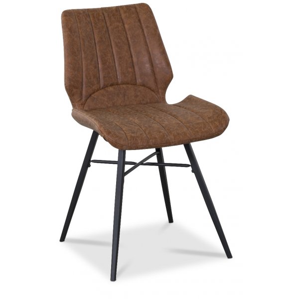 Unique spisestol i vintage kunstlr - Brun