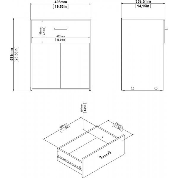 Space nattbord - Eik/hvit Space nattbord - Eik/hvit