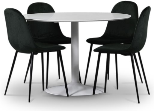 Seat spisegruppe, rundt spisebord med 4 stk Carisma fl�yelsstoler - Hvit/Gr�nn