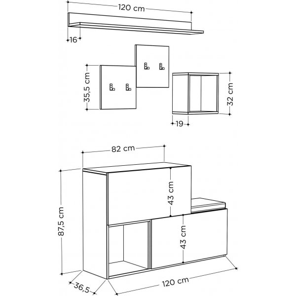 Holdo gangmøbel - Hvit Holdo gangmøbel - Hvit