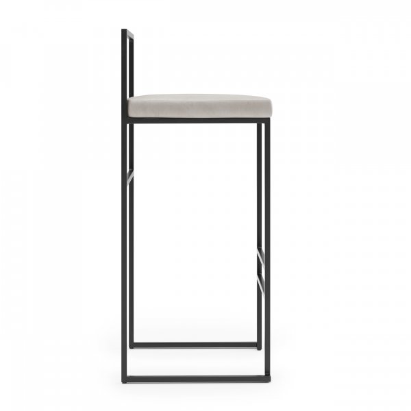Aston barstol - Grbeige flyel / svart + Tekstilrens for mbler