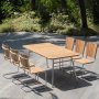 Mllan utegruppe i teak: 6 stoler med spisebord 176x90 cm