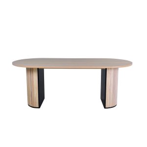 Inter ovalt spisebord - Whitewash/svart