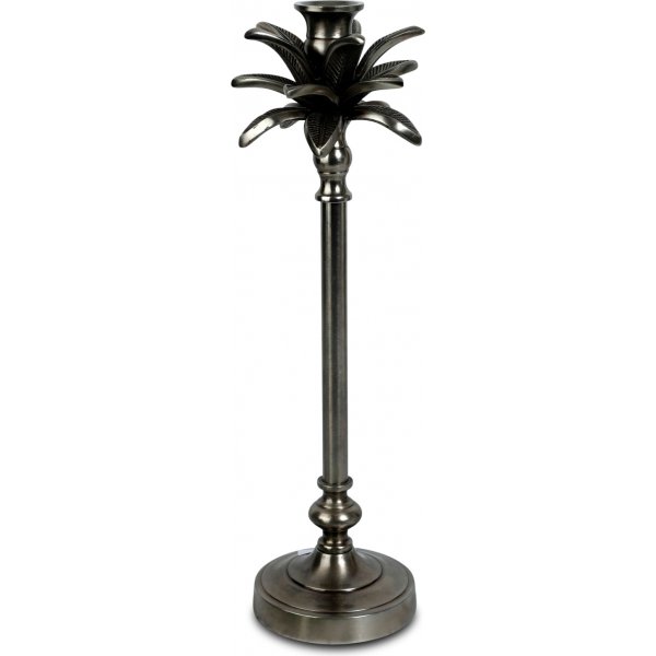 Lysestake palme H40cm - Old silver