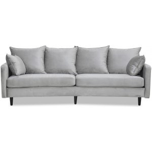 Gotland 3-seter buet sofa - Lysegrå fløyel + Møbelpleiesett for tekstiler Gotland 3-seter buet sofa - Lysegrå fløyel + Møbelpleiesett for tekstiler
