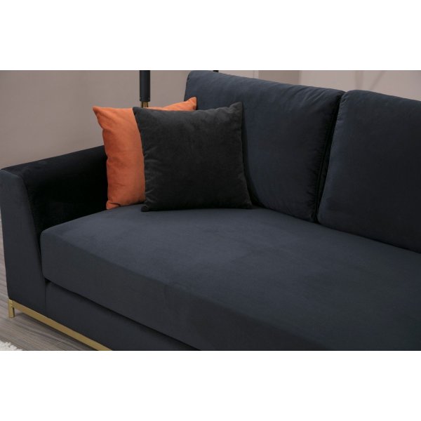 Line 4-seters sofa med sidebord - Svart