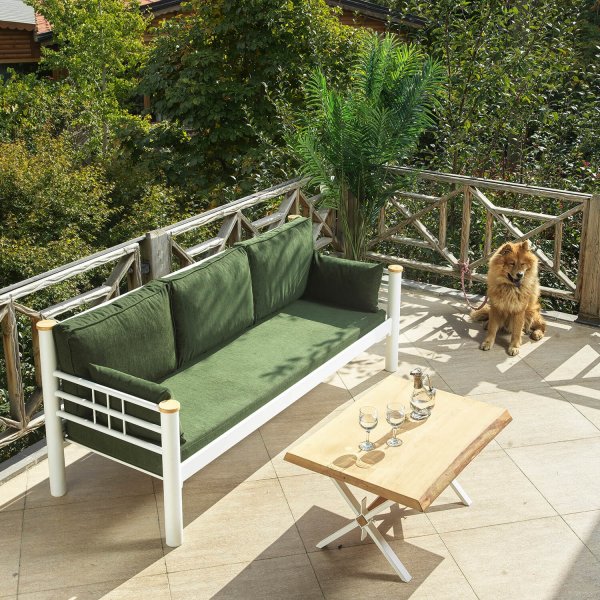 Kappis 3-seters utesofa - Hvit/grønn Kappis 3-seters utesofa - Hvit/grønn