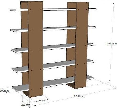 Pool bokhylle - Hvit/valnøtt Pool bokhylle - Hvit/valnøtt