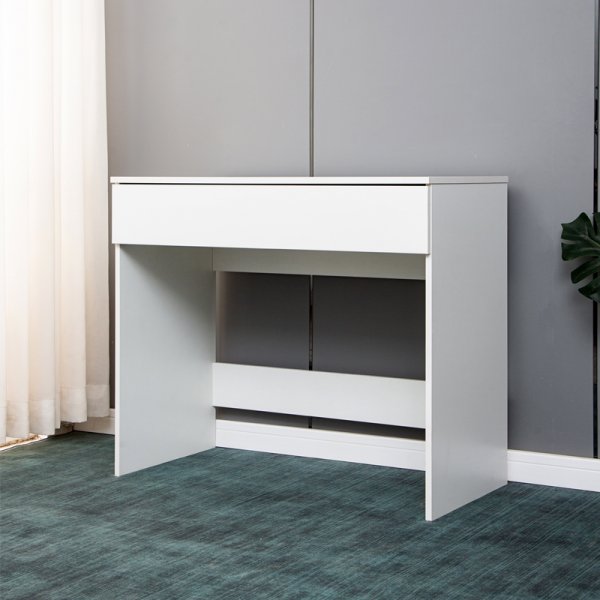 Hvitt sminkebord med oppbevaring, 90 cm bredt Hvitt sminkebord med oppbevaring, 90 cm bredt