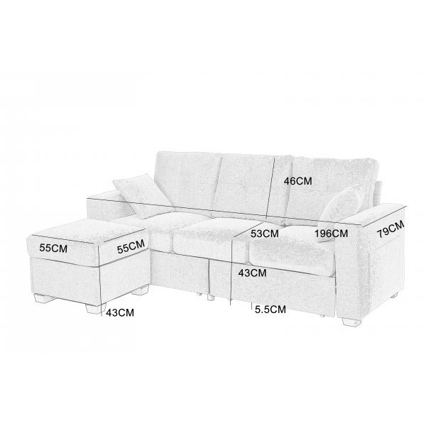 Davis sovesofa - lysegrått stoff | Med oppbevaring Davis sovesofa - lysegrått stoff | Med oppbevaring