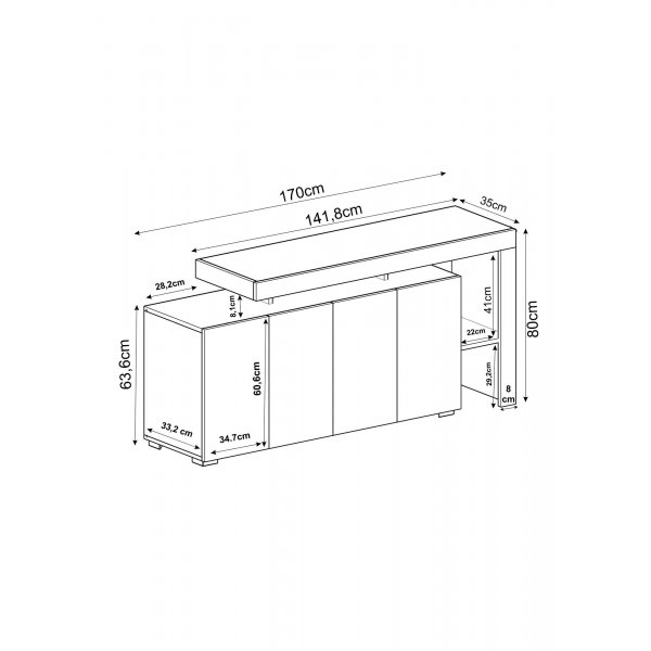Skjenk Bellan 170 cm - Tre Sort Skjenk Bellan 170 cm - Tre Sort