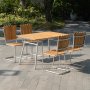 Mllan utegruppe i teak: 4 stoler med spisebord 120x80 cm
