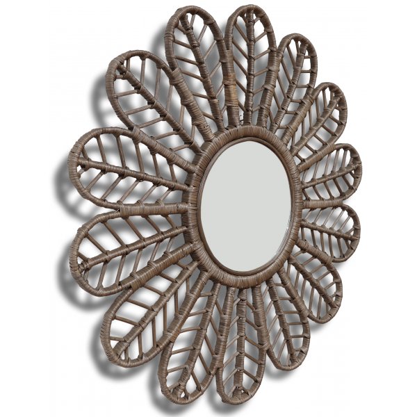 Peacock speil i rotting  90 cm - Brun