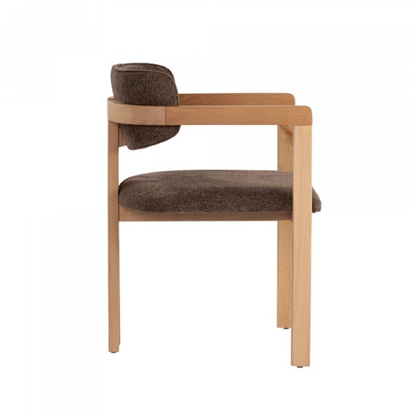 Lenestol Torpin i brun chenille og eik Lenestol Torpin i brun chenille og eik