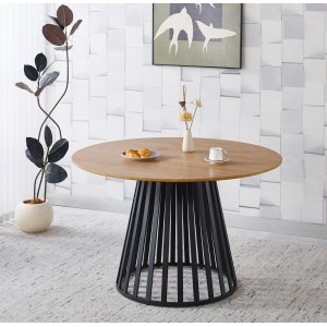 Inez rundt spisebord Ø120 cm eikefiner / Svart metall Inez rundt spisebord Ø120 cm eikefiner / Svart metall