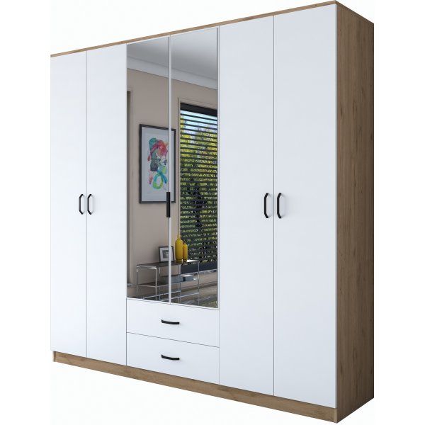 Bardo garderobe 210 x 51,5 x 210 cm - Valntt/hvit