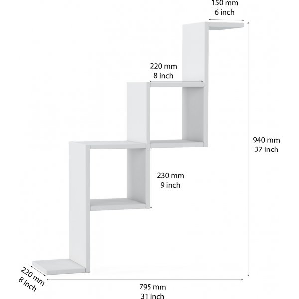 Serpent vegghylle - Hvit