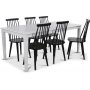 Mellby spisegruppe 180 cm bord med 6 stk sorte Dalsland Pinnstolar