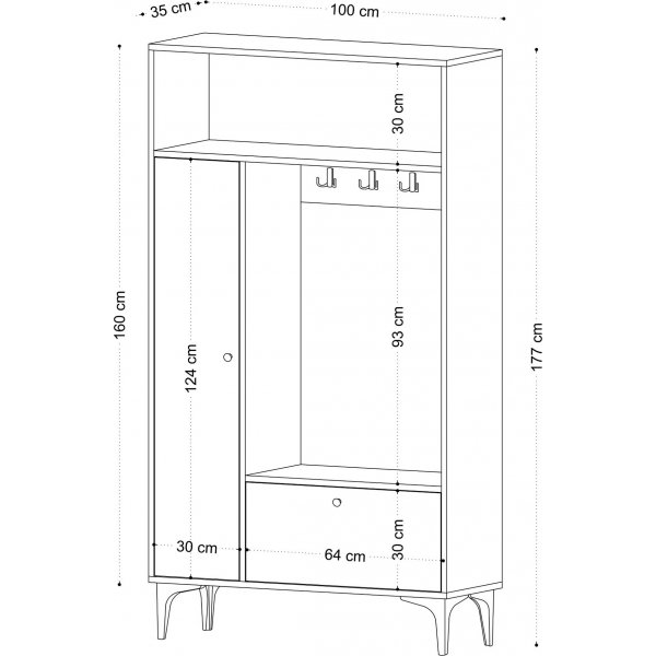 Pera hallmøbler - Safir eik/sort Pera hallmøbler - Safir eik/sort