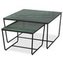 Stella Satsbord - Grnt marmorert glass / Svart understell