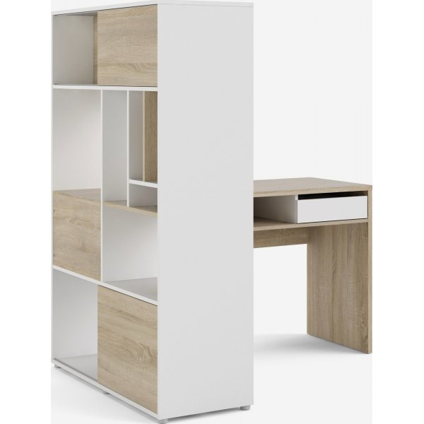 Function Plus skrivebord 135,2 x 100,2 x 153 cm - Hvit/eik