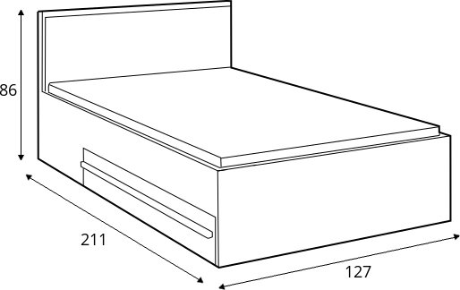 Plano sengeramme 120 x 200 cm - Nash eik/hvit/gr