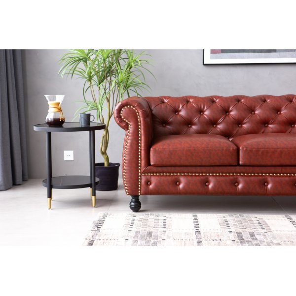 Sofa Chesterfield 3-seter i brunt PU - Charles Sofa Chesterfield 3-seter i brunt PU - Charles