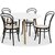Rosvik spisegruppe Rundt bord hvit/eik med 4 st svarte Thonet no14 stoler