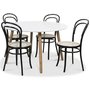 Rosvik spisegruppe Rundt bord hvit/eik med 4 st svarte Thonet no14 stoler