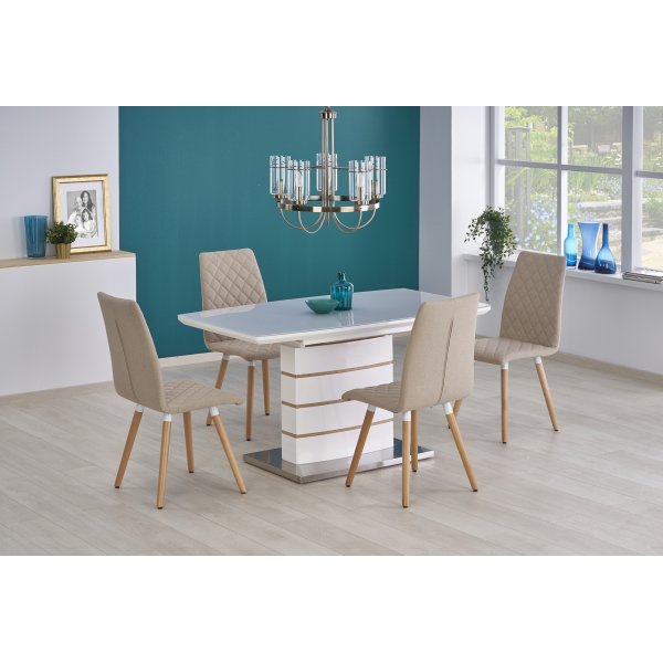 Mervin spisebord uttrekkbart -Hvit/gull eik