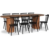 PiPi oval spisegruppe, 240 cm, inkludert 8 stk. svarte Castor pinnestoler - Oljet eikefiner PiPi oval spisegruppe, 240 cm, inkludert 8 stk. svarte Castor pinnestoler - Oljet eikefiner
